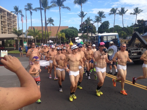 The lead group of underpants runners.  